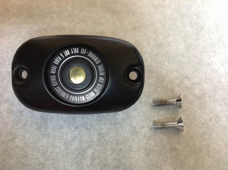Harley davidson oem flat black master cylinder reservoir cap cover & screws
