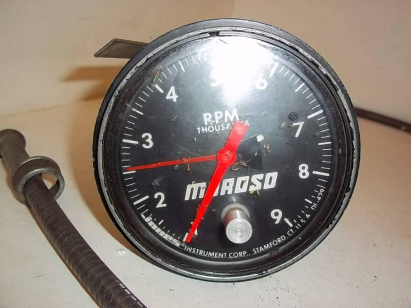 Find Jones Moroso Mechanical Tachometer Tach with Cable 5' Vintage Gasser 9,000 RPM in