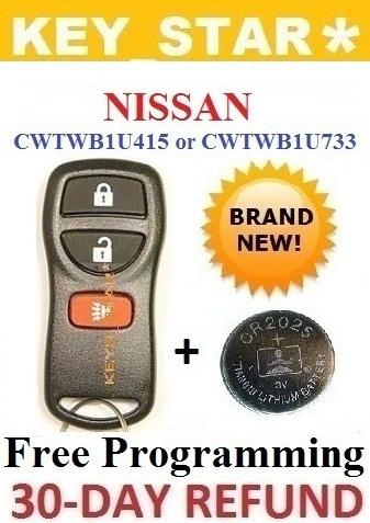 New  2002-12 nissan truck 3-button keyless remote replacement fob + free program
