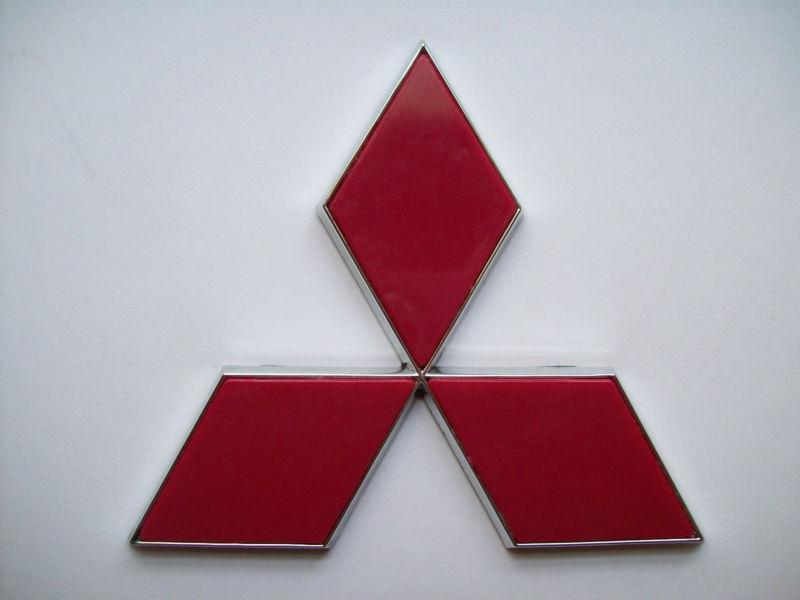 Mitsubishi red chrome 125 mm 5 inches emblem badge sticker star grille trunk