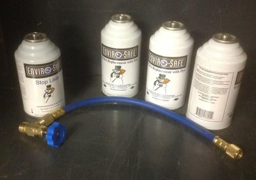R134a refrigerant with dye and hose and stop leak