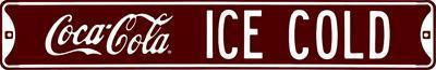 Ande rooney sign rectangular coca-cola ice cold 6" height 36.0" width each