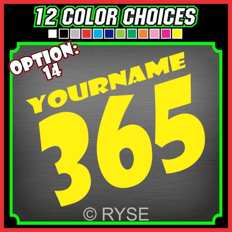3 custom racing number name plate decal motocross bike mx atv go kart race car