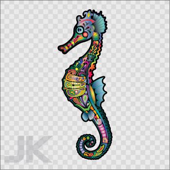 Decals sticker fish salt water seahorse 0500 x6299