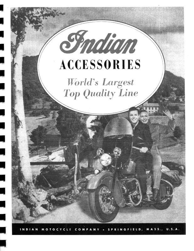 Find Indian Motorcycle Accessories Catalog 1948 Reprnt in