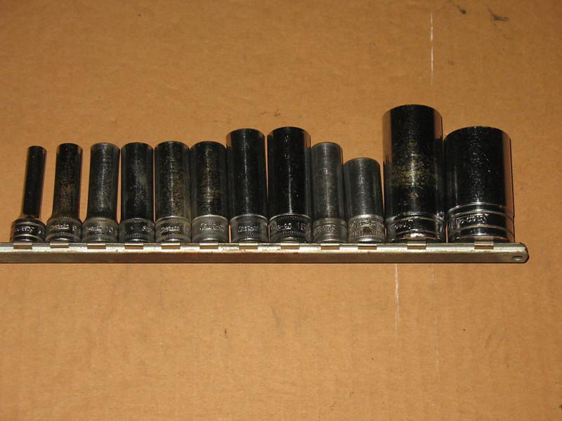 Snap on tools 12 pc lot sae & mm  3/8 in drive 6pt & 12pt
