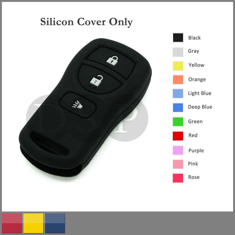 Silicone skin jacket cover holder for nissan remote key case shell 3 button bk