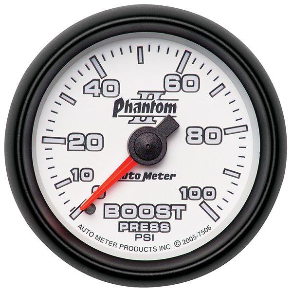 Auto meter 7506 phantom ii 2 1/16" mechanical boost pressure gauge 0-100  psi