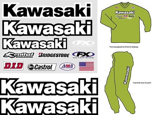 Factory effex iron on rider gear kit kawasaki