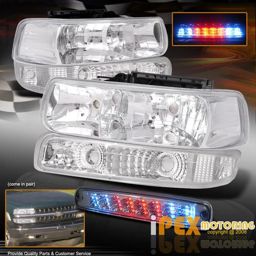 Value combo 1999-2002 silverado chrome head light + bumper lamp+ led brake light
