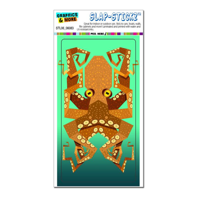 Geometric octopus orange teal - ocean sea creature - slap-stickz™ bumper sticker