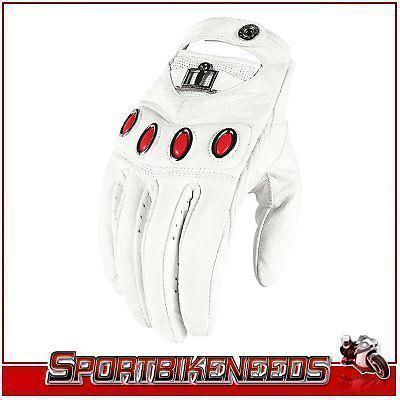Icon hella white leather womens gloves new xl xlarge