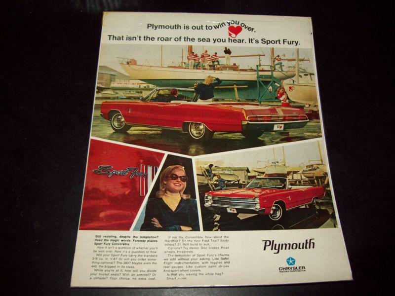 Sell 1967 Plymouth Sport Fury Ad red in Holderness, New Hampshire, US