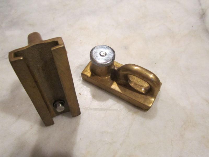 Vtg pair 2 bronze genoa 1" track car s/s stop pins 3" x 1 5/16" no name or logo