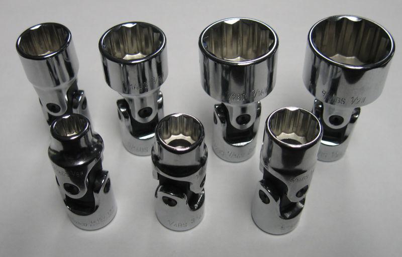 Whitworth universal joint flex socket set british 1/8"w to 1/2"w 7 pieces koken