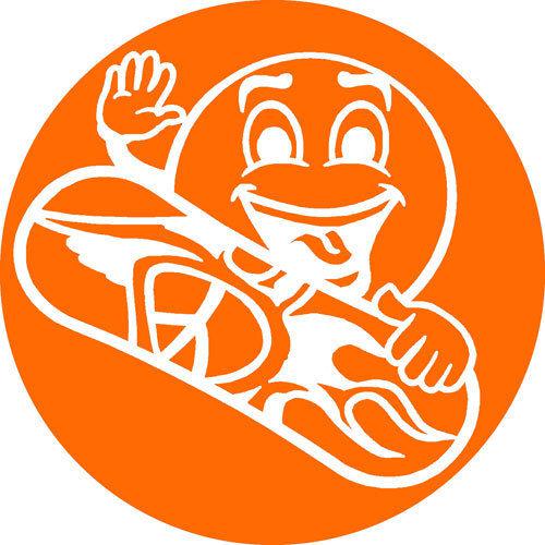 Emoticon skateborder / skatebording vinyl decal for auto or home