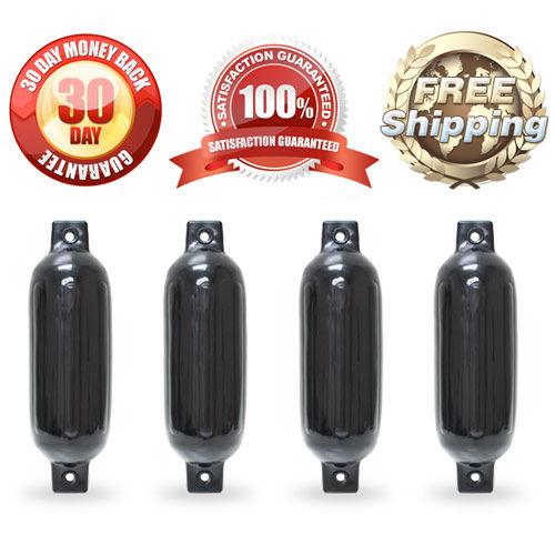 4.5" x 16" boat docking inflatable fenders 4x black vinyl dock guard double eyed