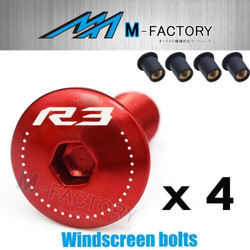 New lazer r3 logo red front windscreen bolts wellnut kit yzf r3 15-16