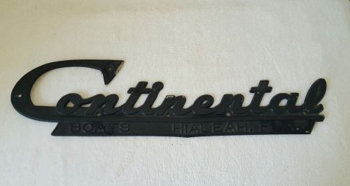 Vtg~continental boats, fl~boat/marine~black plastic script nameplate~steampunk i