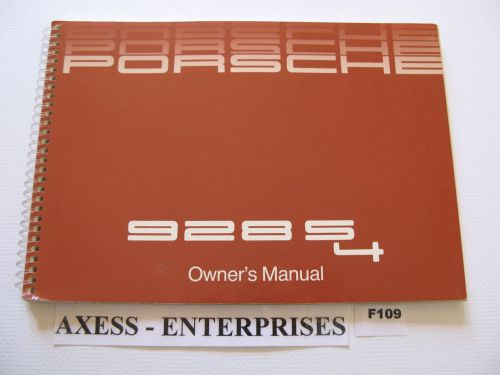1987 porsche 928 s4 928s4 owners drivers operators instructions manual book f109