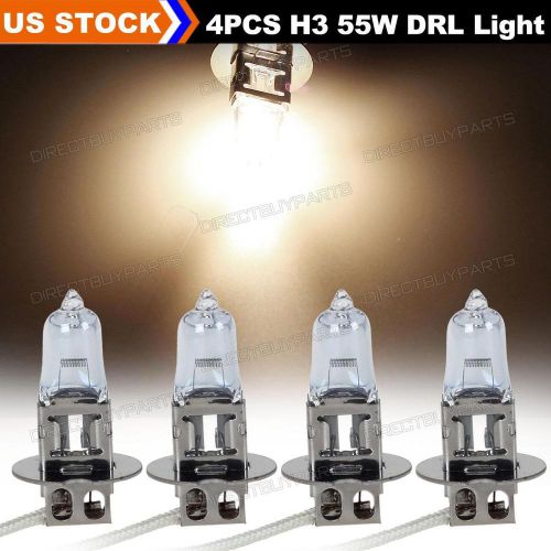 4pcs h3 super white daytime running light drl halogen bulb 55w dot compliant