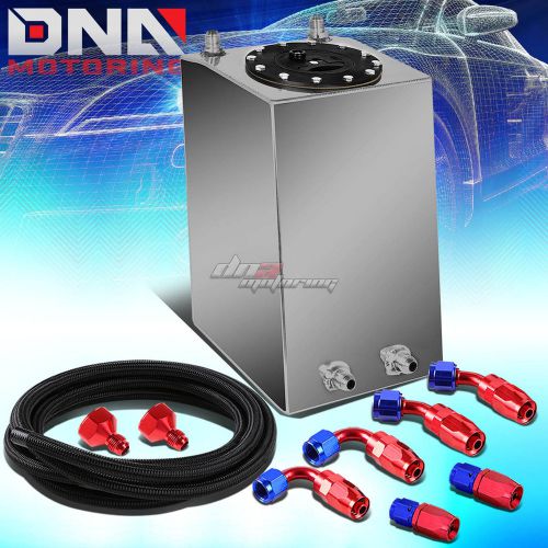 3 gallon polished aluminum race fuel cell tank+cap+level sender+nylon line kit