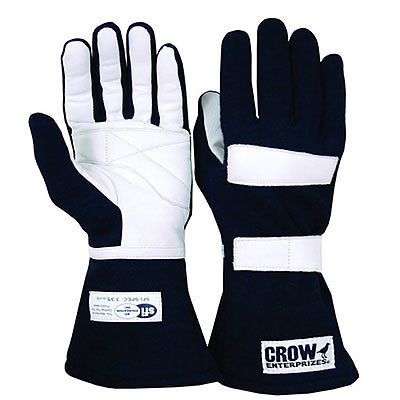 Crow standard nomex driving gloves, double-layer, sfi 3.3/5, blue xl, race safe