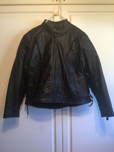Black leather motorcycle riding jacket xl