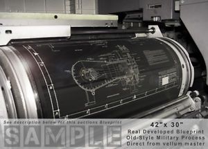 Wright brothers flyer engine (1903)  engineering drawing/blue-print -large