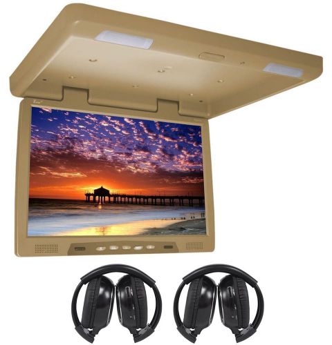 Tview t2207ir 22&#034;  beige overhead car/truck video monitor + 2 wireless headsets