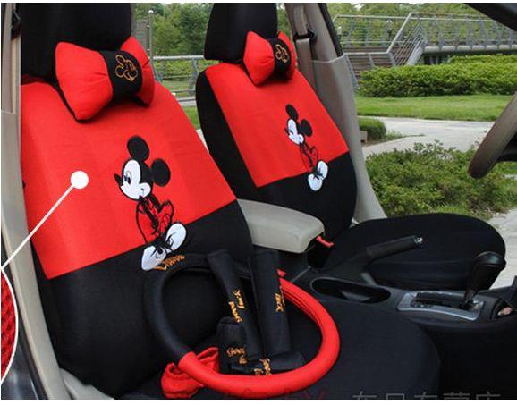 New - mickey pattern of natural cotton fabrics, stylish car seat cover-18pc