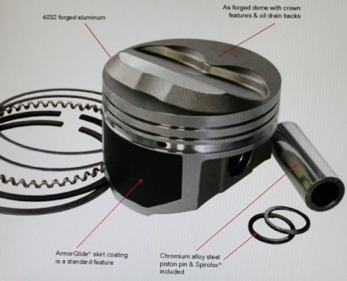 Wiseco pro tru forged small block chevy or ls pistons w/rings, pins, &amp; spirolox