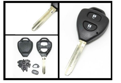 Replacement shell remote key case fob for toyota rav4 corolla hilux toy43 2 btn