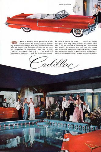 6 1/2 " x 10 " - 1956  cadillac  convertible  advertisement - vintage original
