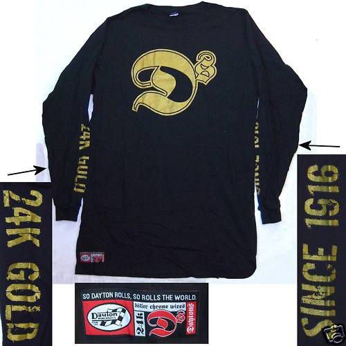 Dayton wire wheels! 24k gold d's blk long sleeve shirt xl extra tall new