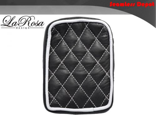 Larosa black leather white diamond tuk harley softail sportster dyna pillion pad