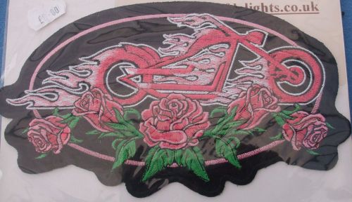 New embroidered large pink bike ladys biker back  patch