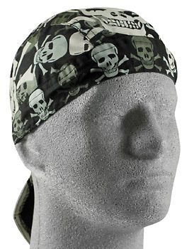 Bikers 1%er desert skull head band dew rag flydanna cotton terry cloth sweatband