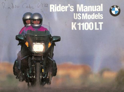 1992 bmw k1100lt motorcycle owners riders manual -bmw k 1100 lt-k1100