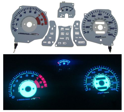 91-95 mitsubishi 3000gt  ac auto autotechnic white reverse glow gauge face faces