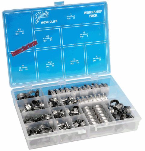 Jubilee hose clamp workshop pack 143 assorted stainless steel clips aston martin