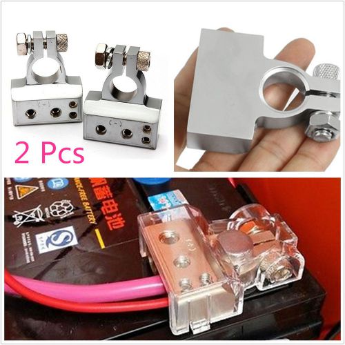 2in1 (- &amp;+) silver automobiles battery terminal clamp connectors 2 4 8 gauge awg