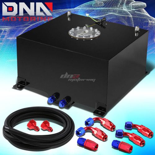 10 gallon/38l black aluminum fuel cell gas tank+level sender+nylon oil feed kit