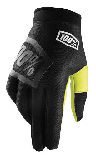 100% youth black/yellow itrack incognito dirt bike gloves mx atv
