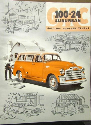 1954 gmc gas truck model 100 24 suburban original sales brochure folder