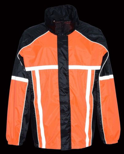 Men&#039;s motorcycle motorbike black orange durable rain suit gear  new 100% nylon