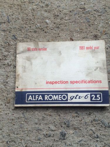 Alfa romeo gtv6 specification book