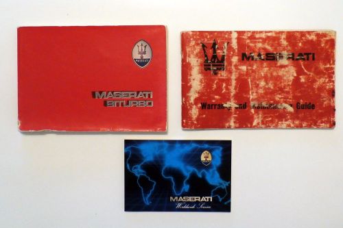 Maserati biturbo owners manual, warranty &amp; maintenance guide, service book set