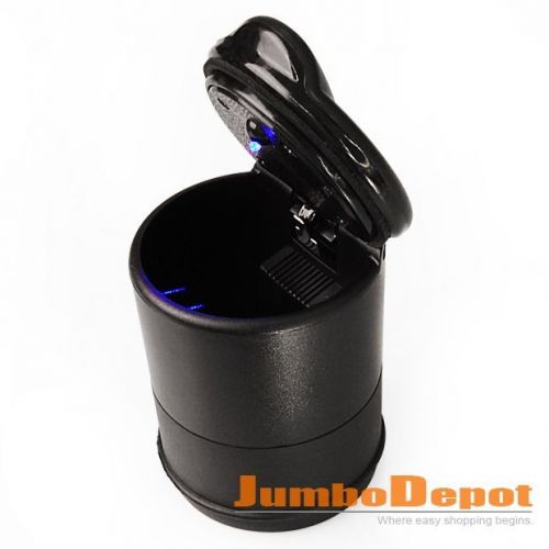 1x black  portable car travel cigarette ashtray holder cup w/blue led light