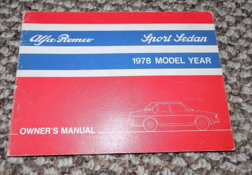 Original alfa romeo 1978 sport sedan owners manual - very good condition